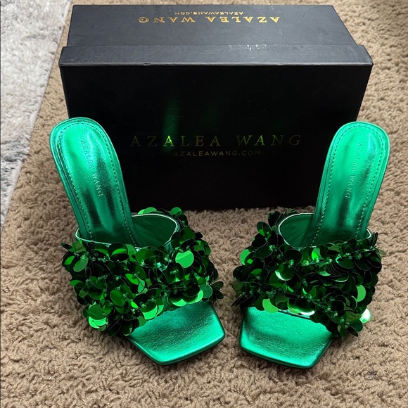 Azalea Wang Shoes - Azalea Wang Green Sequin Heels